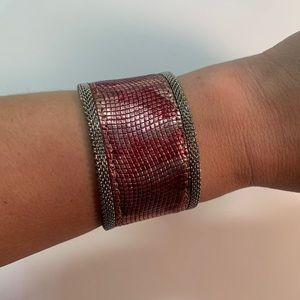 Pink snake print metallic and leather bracelet NWT